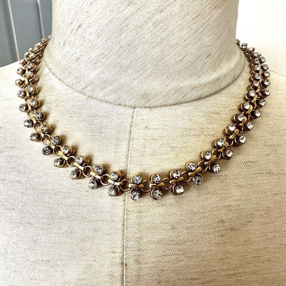 J.Crew.gold.tone and rhinestone necklace